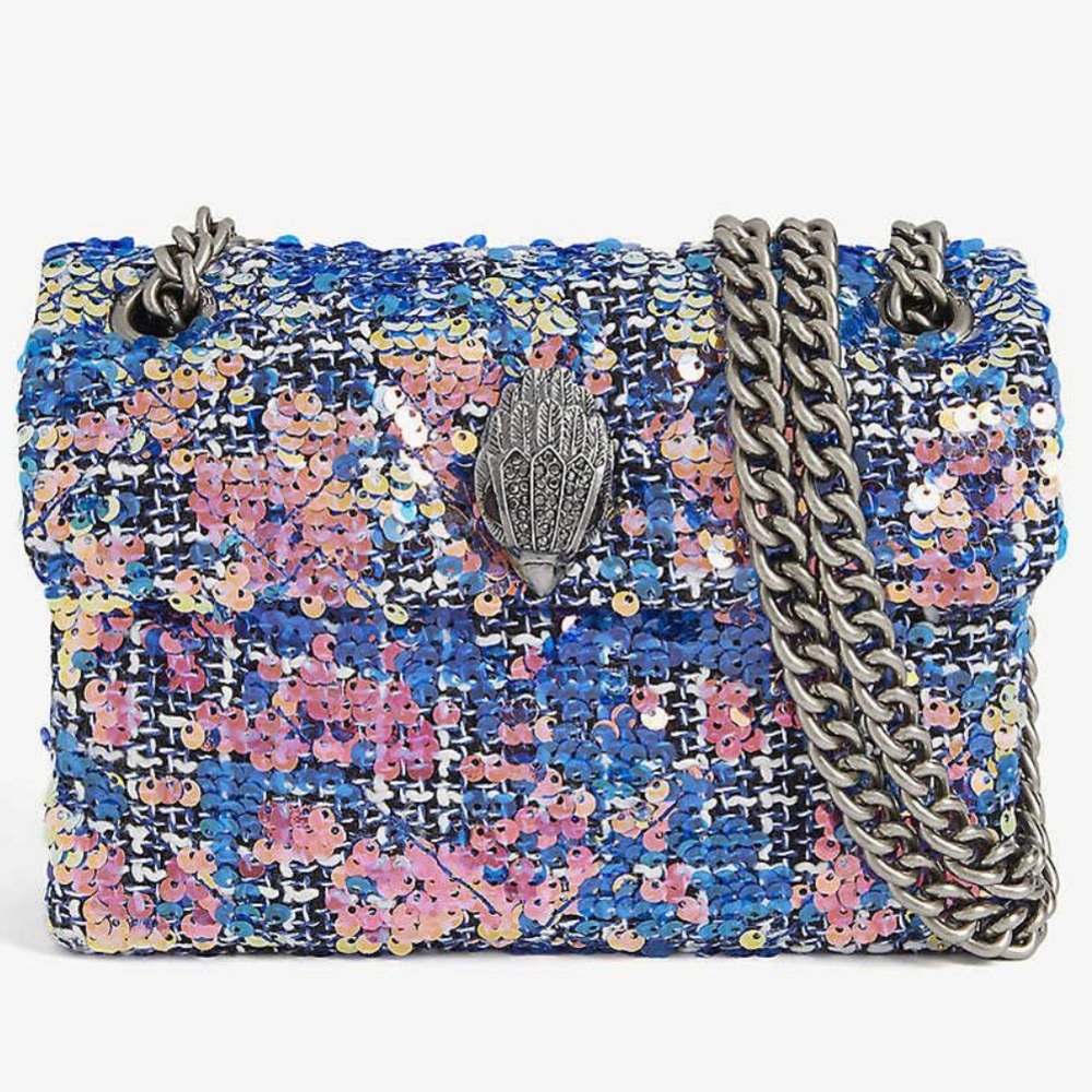 Women's Blue Mini Sequin Kensington Shoulder Bag